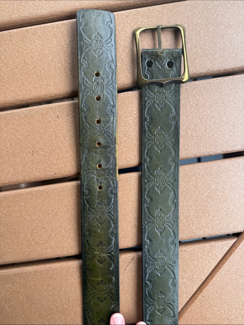 Salvatori Saddle Leather Tooled Hand Rubbed Belt